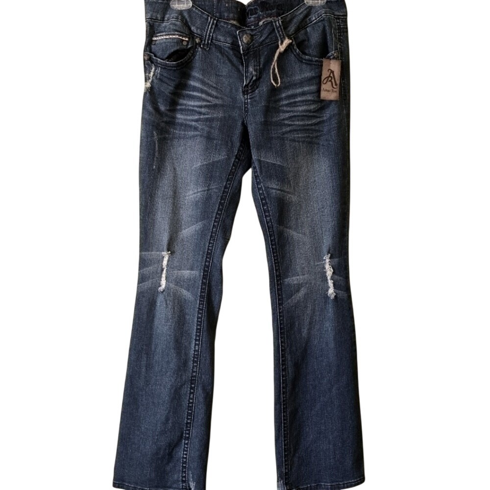 Antique Rivet Womens Farris Bootcut Jeans Dark Wash Distressed Size XL (32) NWT